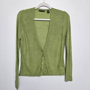 Valerie Steven Womens Sz M 100% Silk V-Neck Button-Up Knit Sweater  Cardigan